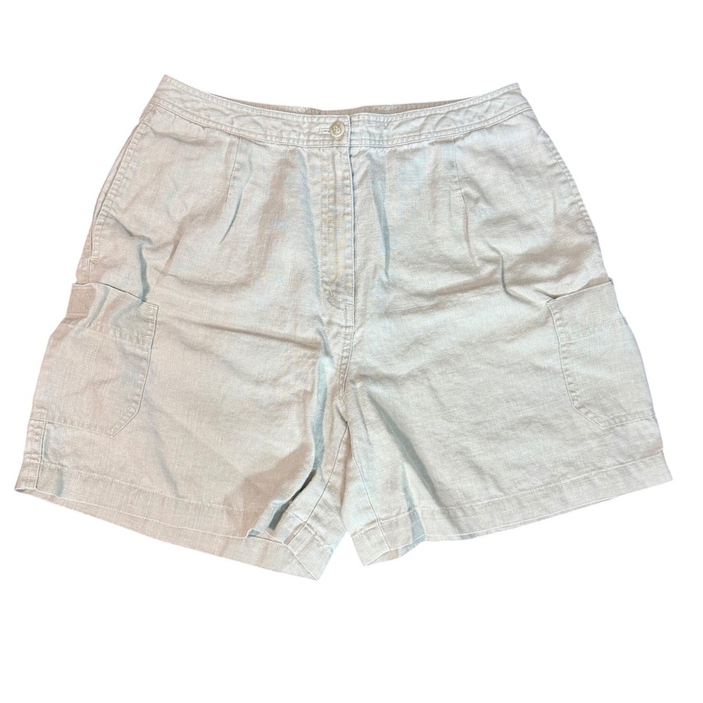 Vtg J Jill Womens Hemp Cargo Shorts 10 Tan Beige Utility Pockets Natural Fiber